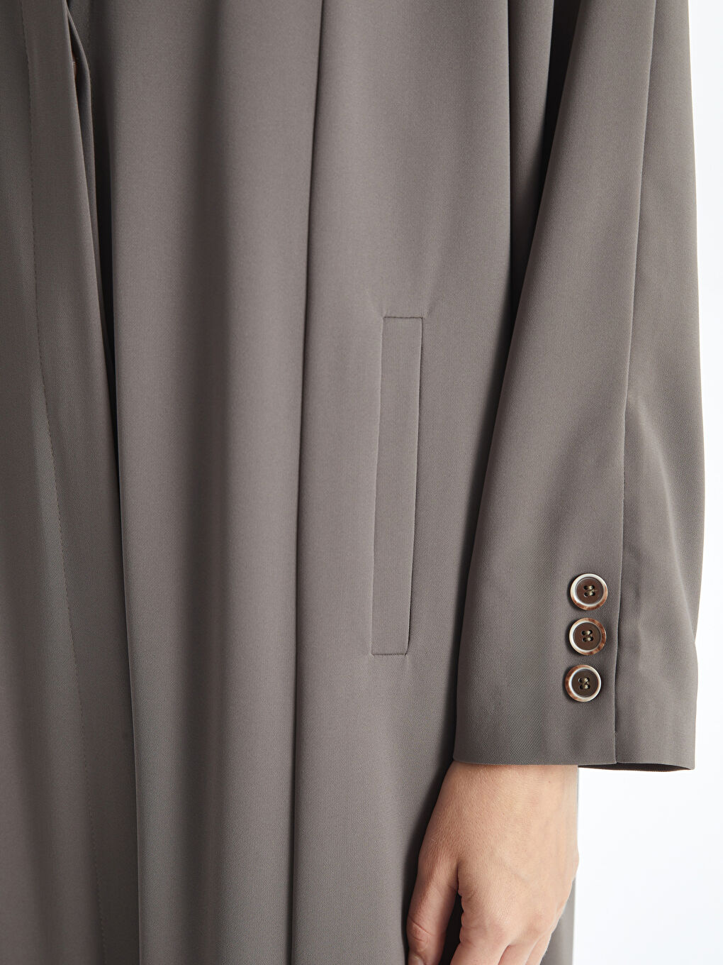 Kahverengi Gömlek Yaka Kadın Pardösü-2