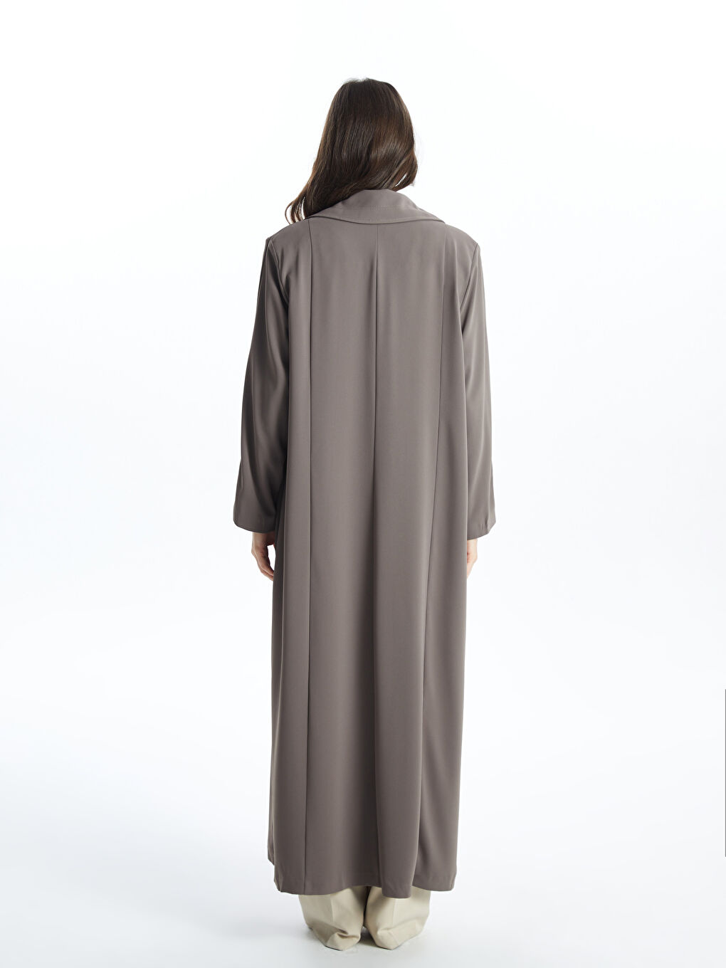 Kahverengi Gömlek Yaka Kadın Pardösü-3