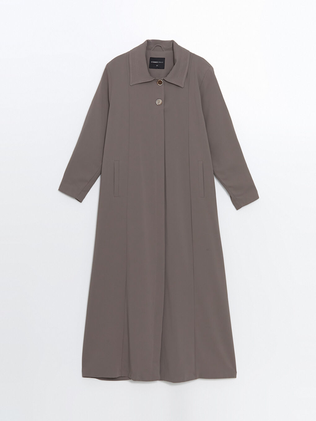 Kahverengi Gömlek Yaka Kadın Pardösü-4