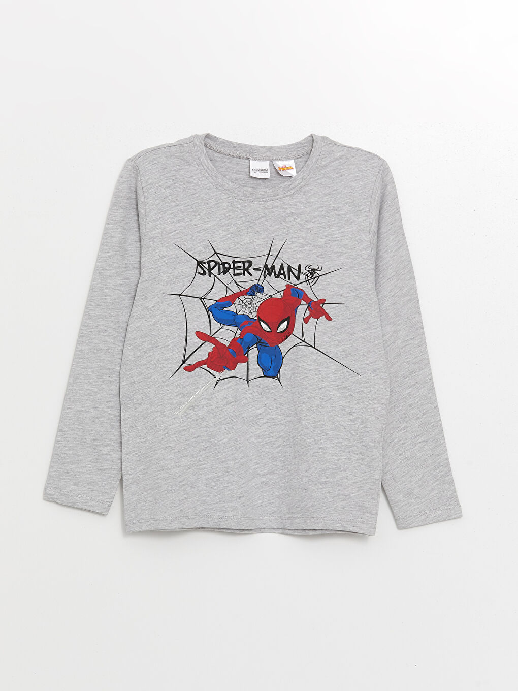 LCW Kids Açık Gri Melanj Baskılı Uzun Kollu Spiderman Baskılı Erkek Çocuk Pijama Takımı - 1