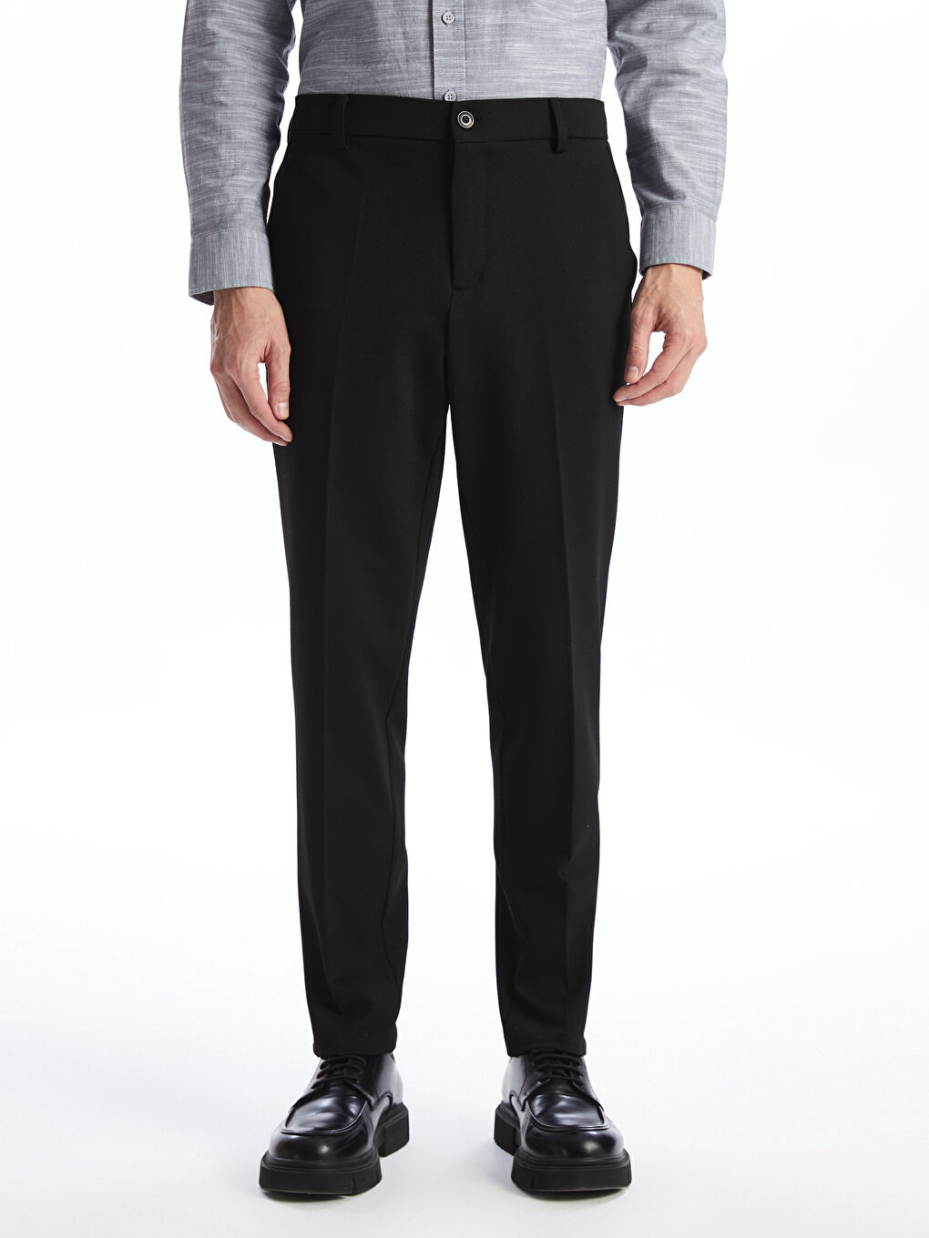 Siyah Standart Kalıp Erkek Pantolon-1