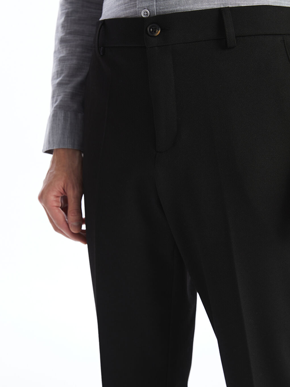 Siyah Standart Kalıp Erkek Pantolon-2