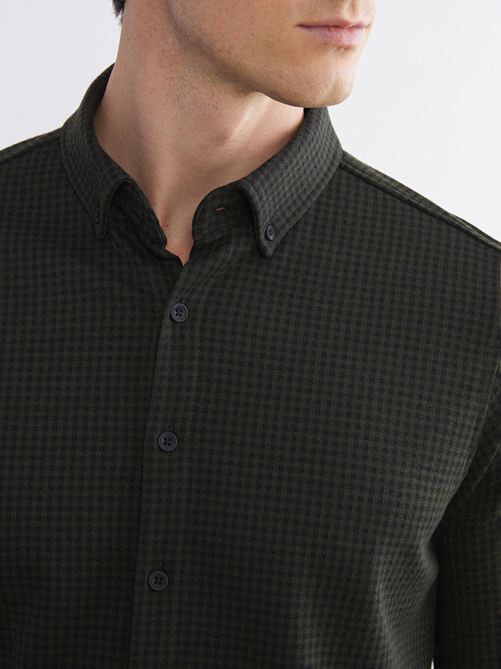 Haki Regular Fit Uzun Kollu Oduncu Ekose Erkek Gömlek-2