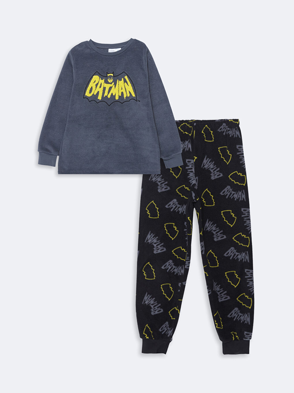 LCW Kids Antrasit Batman Nakışlı Polar Erkek Çocuk Pijama Takımı