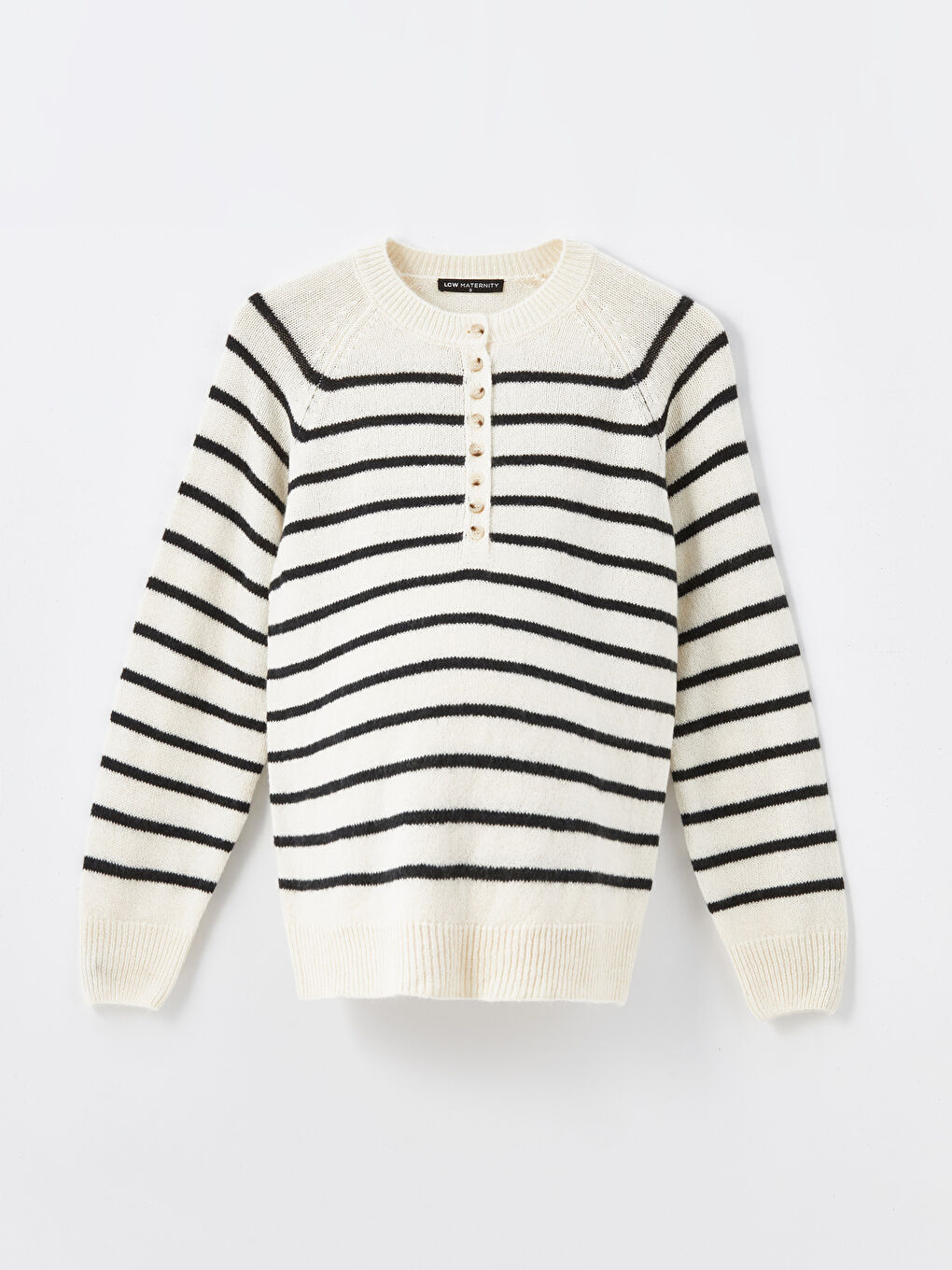 LCWAIKIKI Maternity Crew Neck Striped Maternity Knitwear Sweater -W44380Z8-LEG
