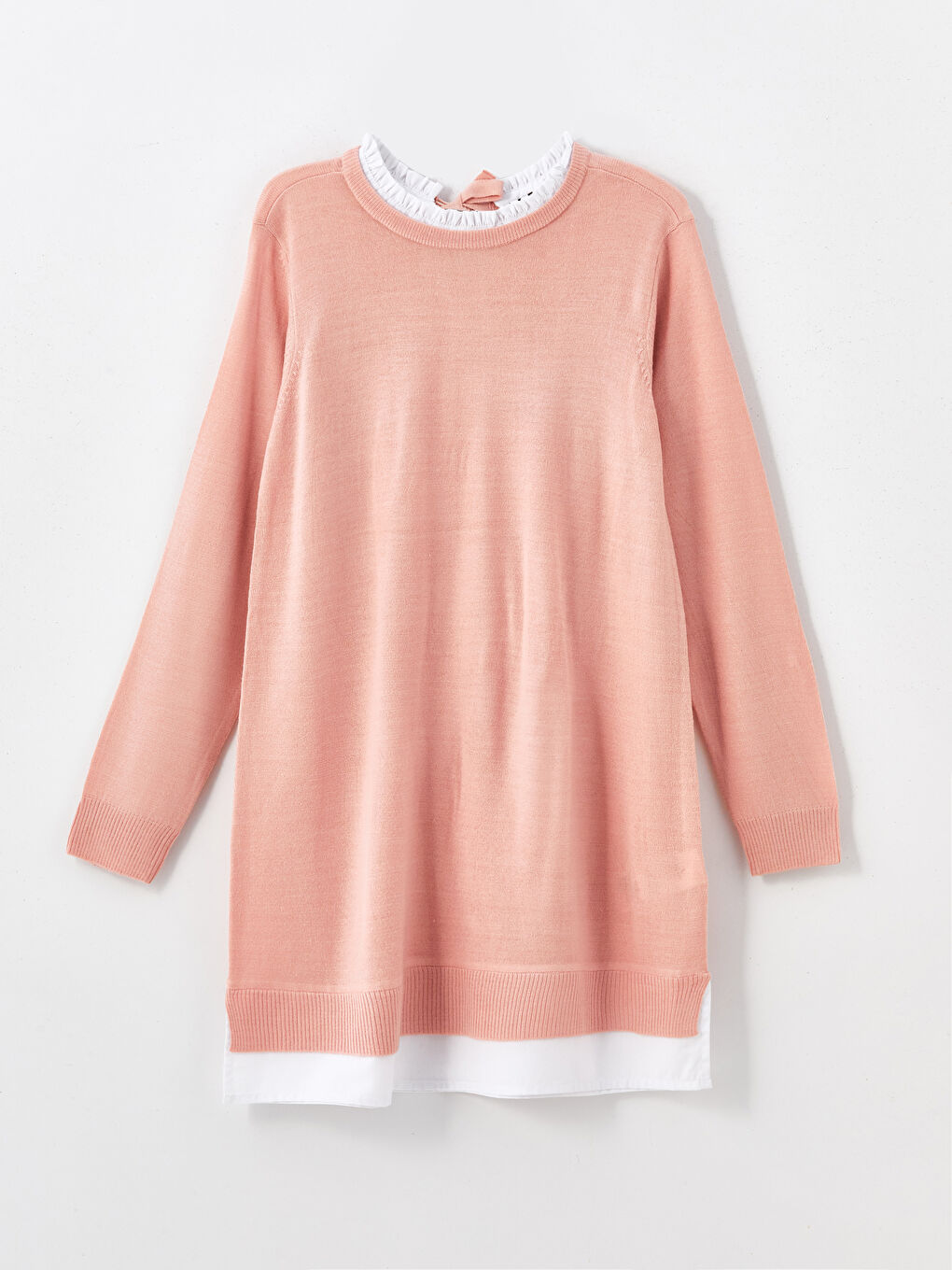 Туника из трикотажа для беременных с оборками и воротником-труба-4