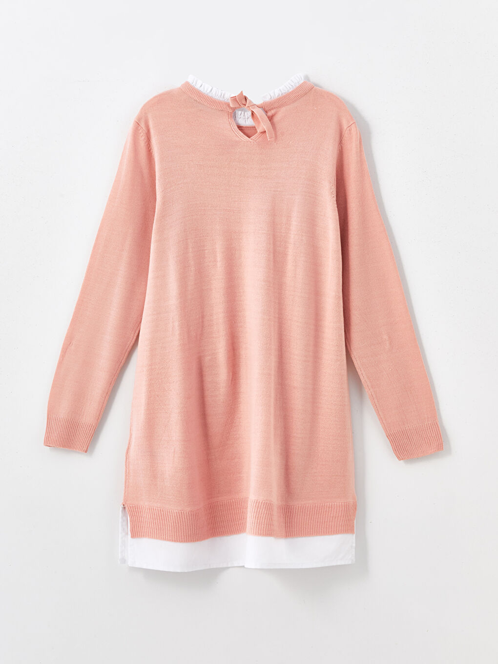 Туника из трикотажа для беременных с оборками и воротником-труба-5