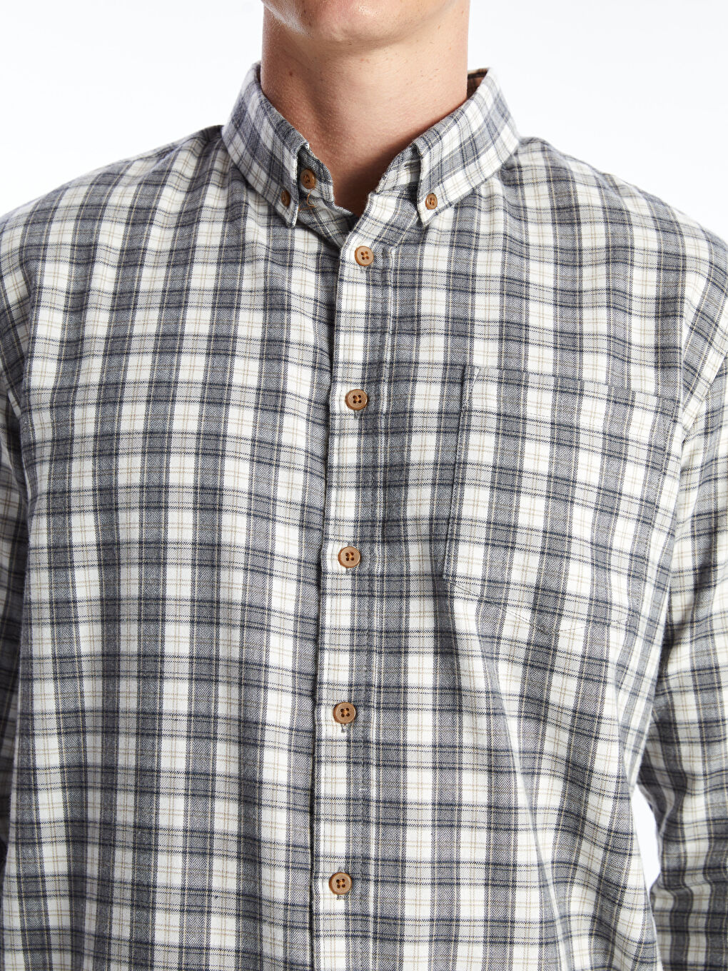 Regular Fit Long Sleeve Plaid Men's Shirt-2