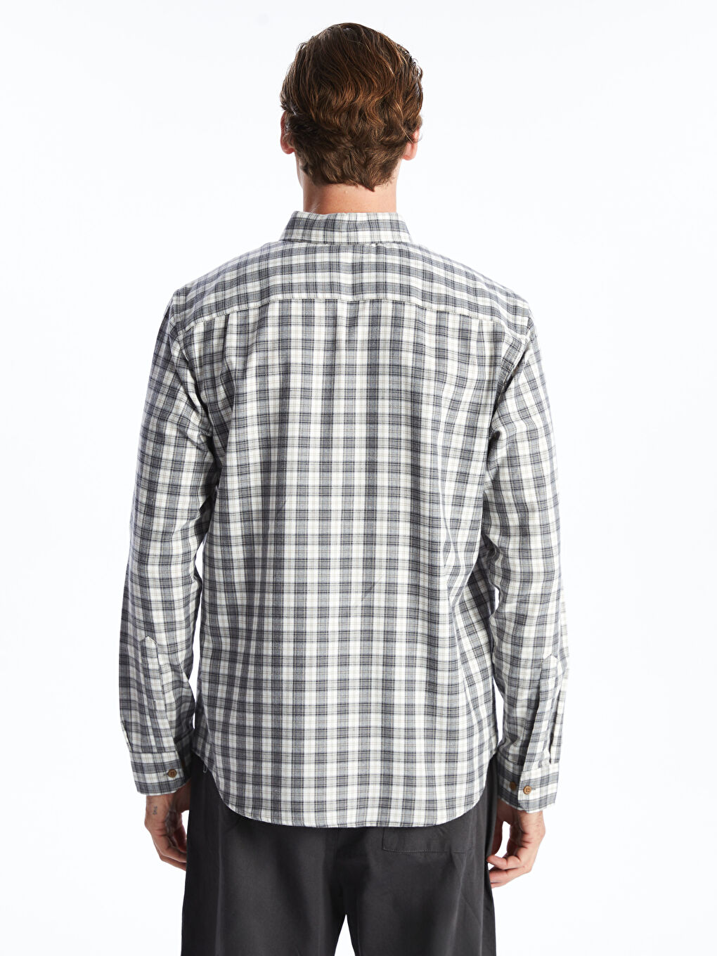Regular Fit Long Sleeve Plaid Men's Shirt-3