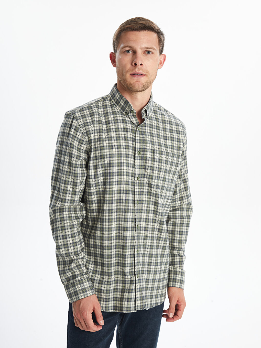 Ерлерге арналған ұзын жеңді торлы стандартты пішімді жейде