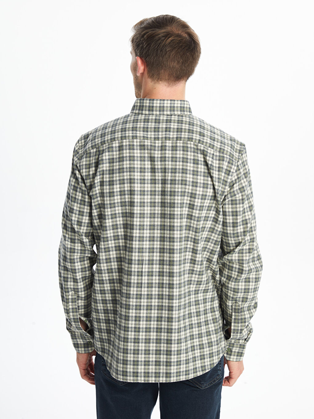 Ерлерге арналған ұзын жеңді торлы стандартты пішімді жейде-3