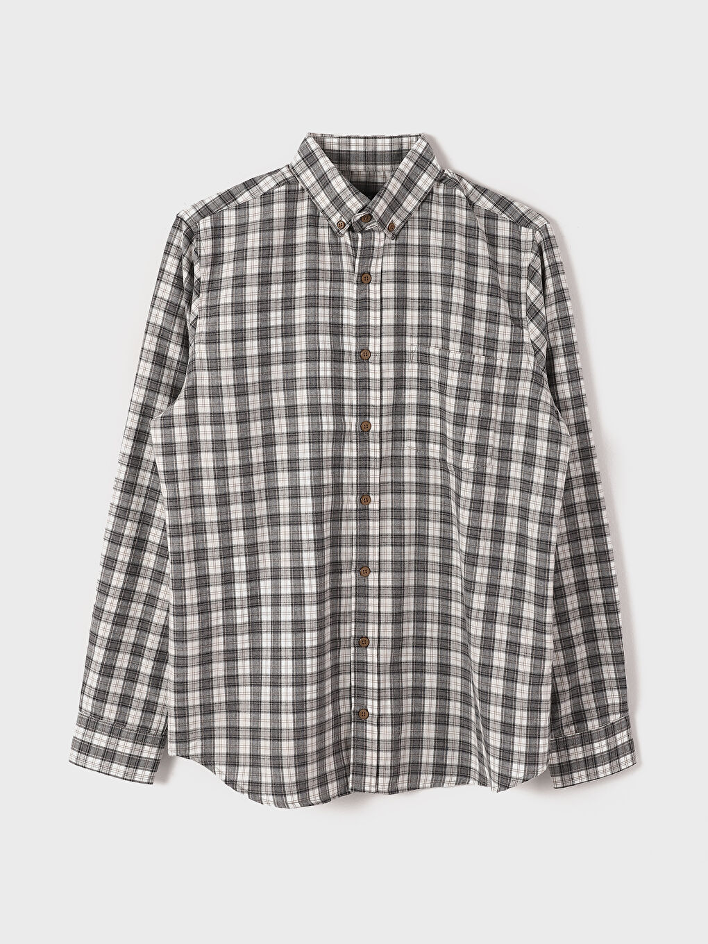 Regular Fit Long Sleeve Plaid Men's Shirt-4