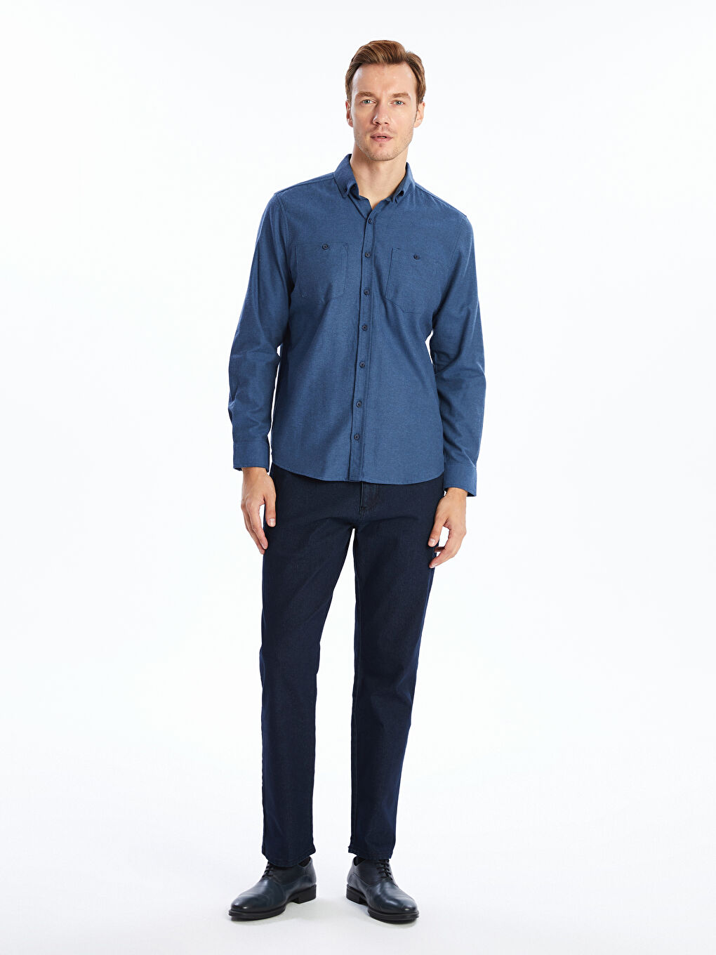 Regular Fit Long Sleeve Gabardine Men's Shirt-1