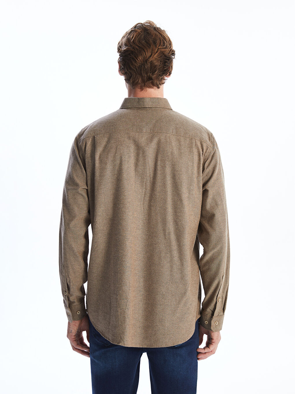 Рубашка Мужская из Габардина с Длинным Рукавом Стандартного Кроя-3
