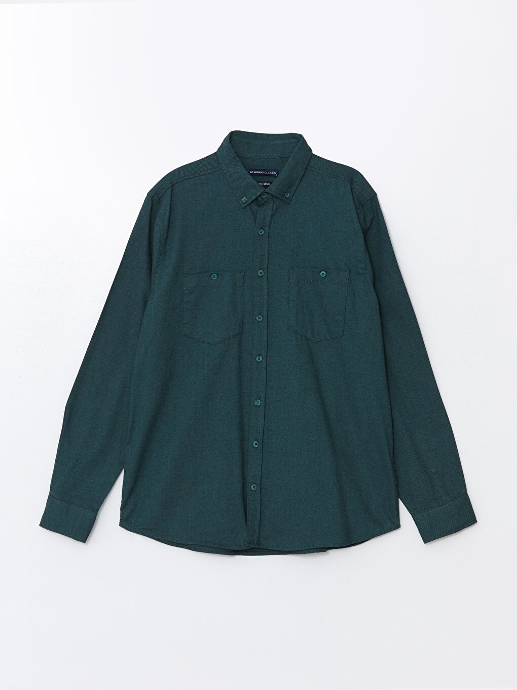 قميص رجالي كم طويل بقصة عادية من قماش الجبردين-4