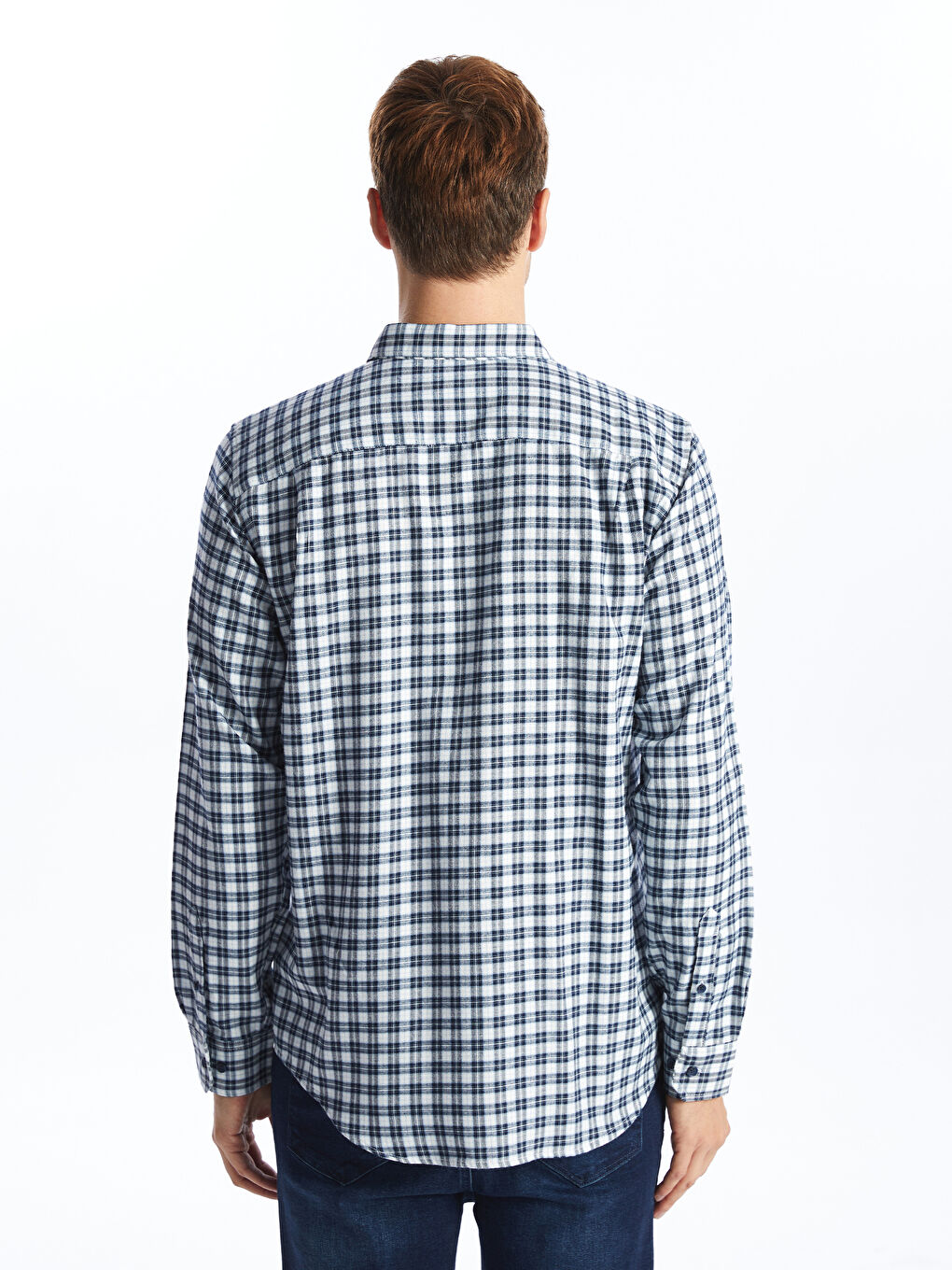 Regular Fit Long Sleeve Plaid Men's Flannel Shirt-3