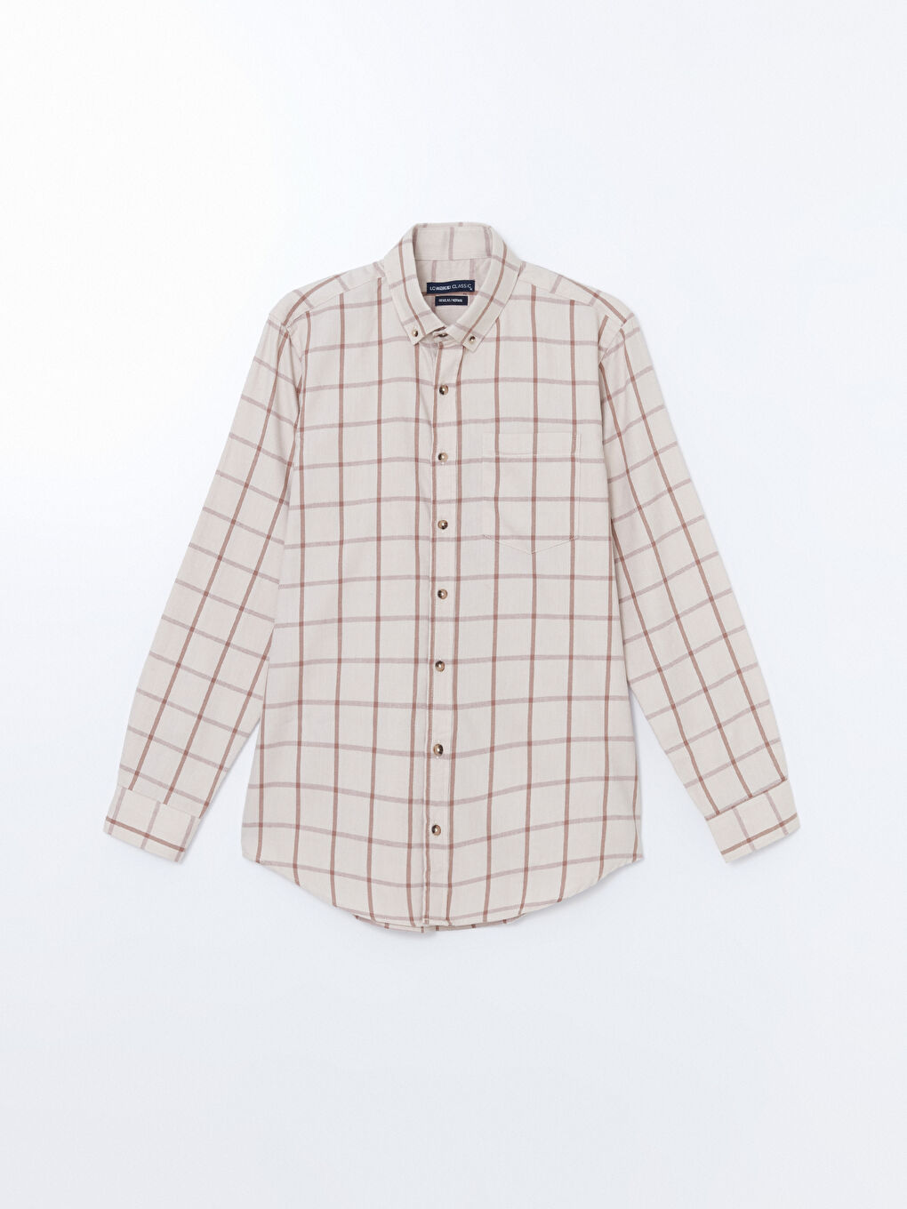 قميص فلانيل كاروهات كم طويل عادي للرجال-4