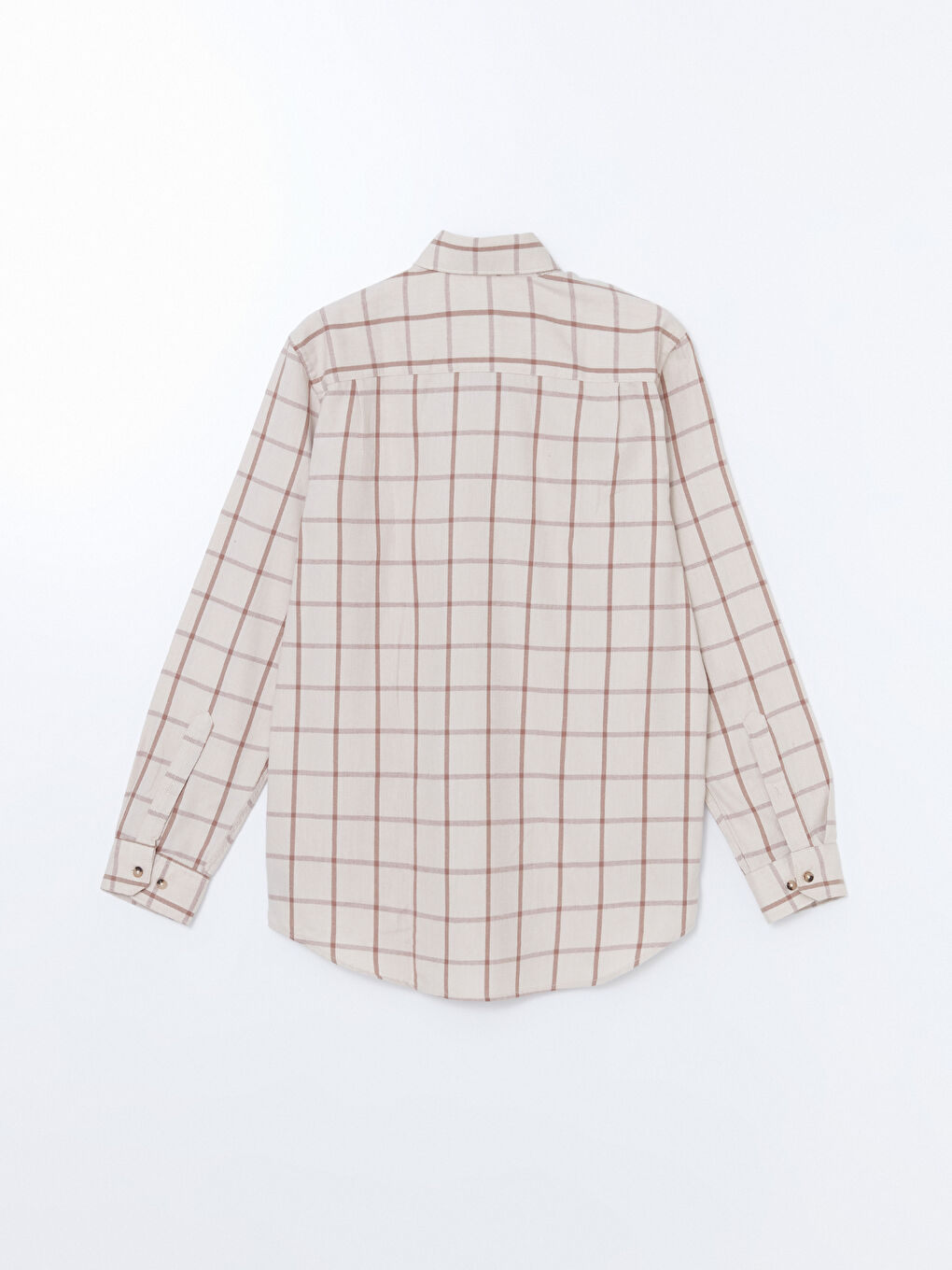 قميص فلانيل كاروهات كم طويل عادي للرجال-5