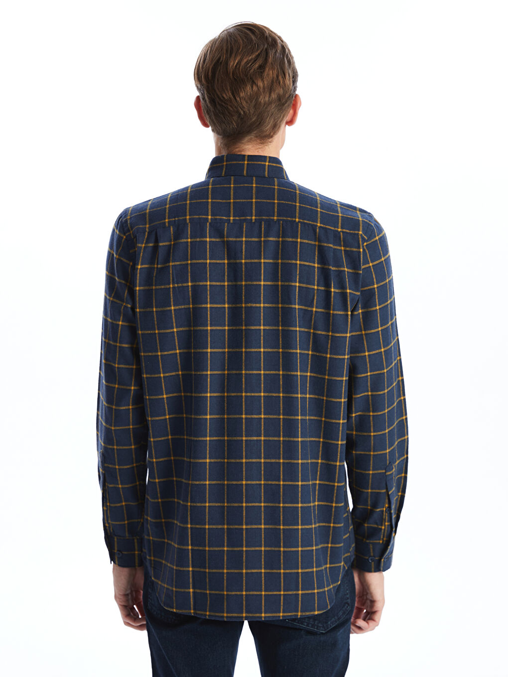 Regular Fit Long Sleeve Plaid Men's Flannel Shirt-3