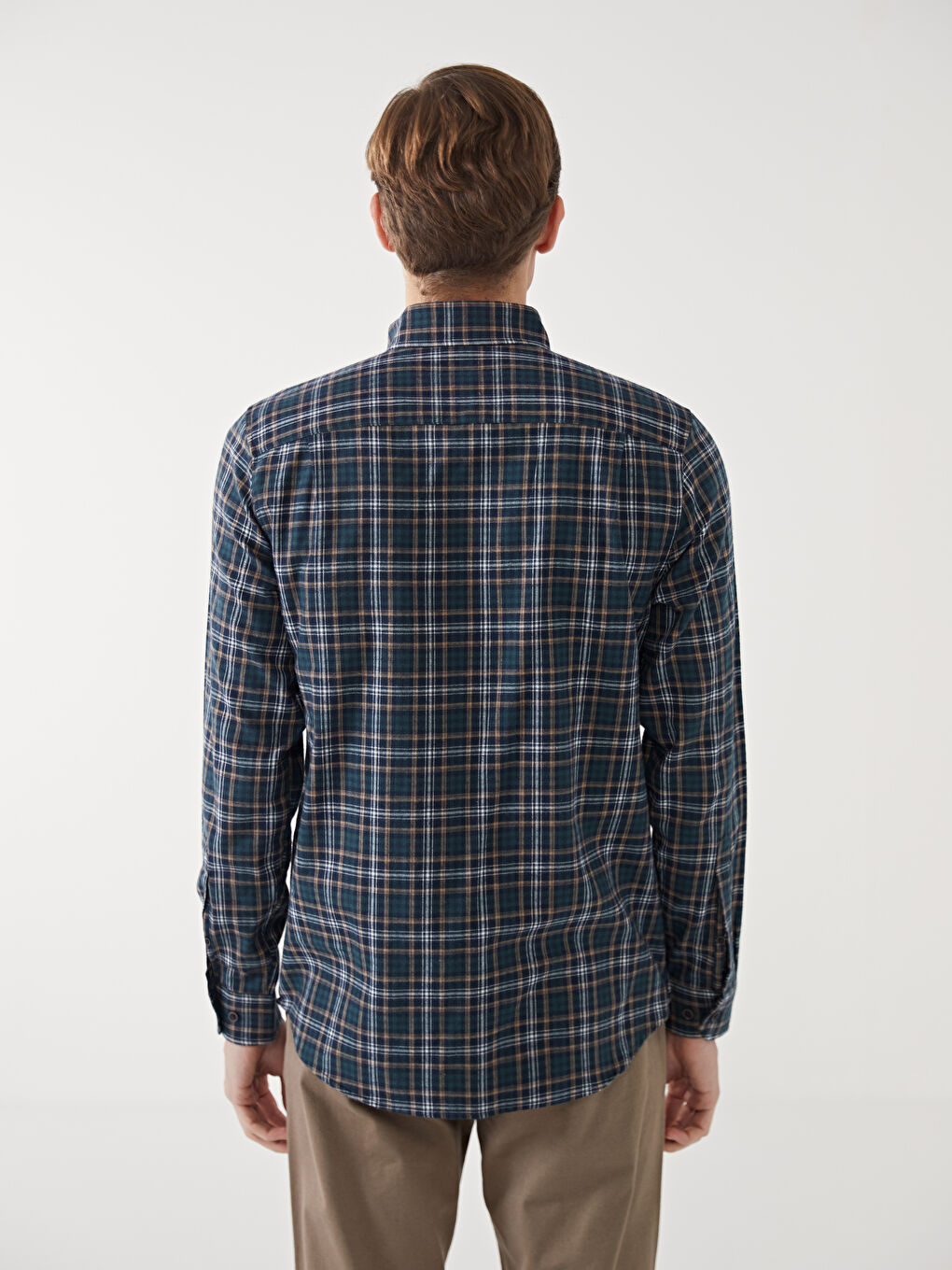 Regular Fit Long Sleeve Plaid Men's Shirt-3