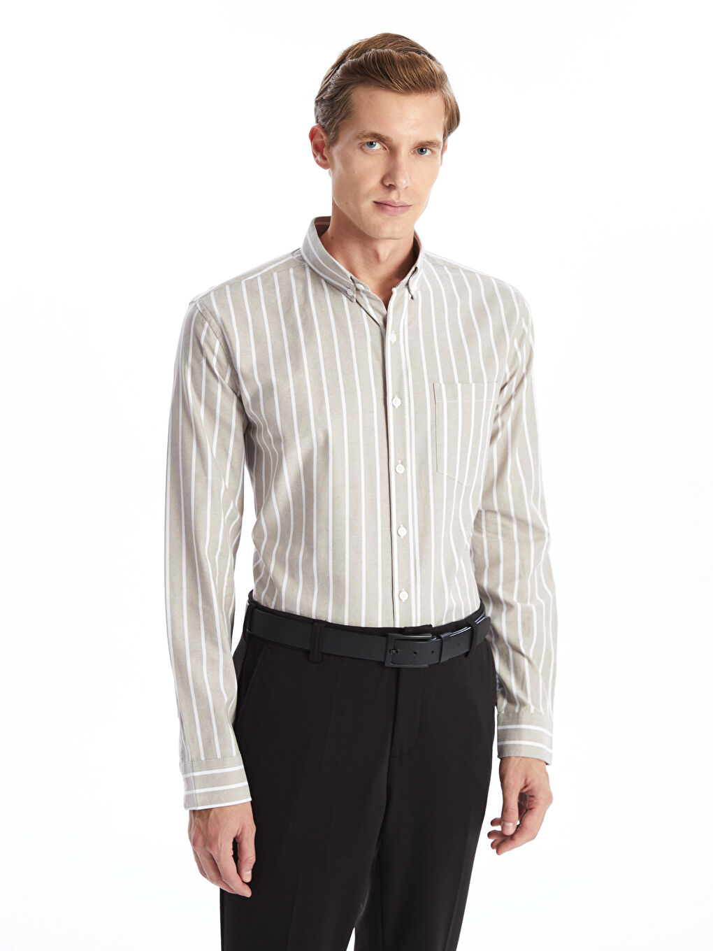 Regular Fit Long Sleeve Striped Men's Shirt