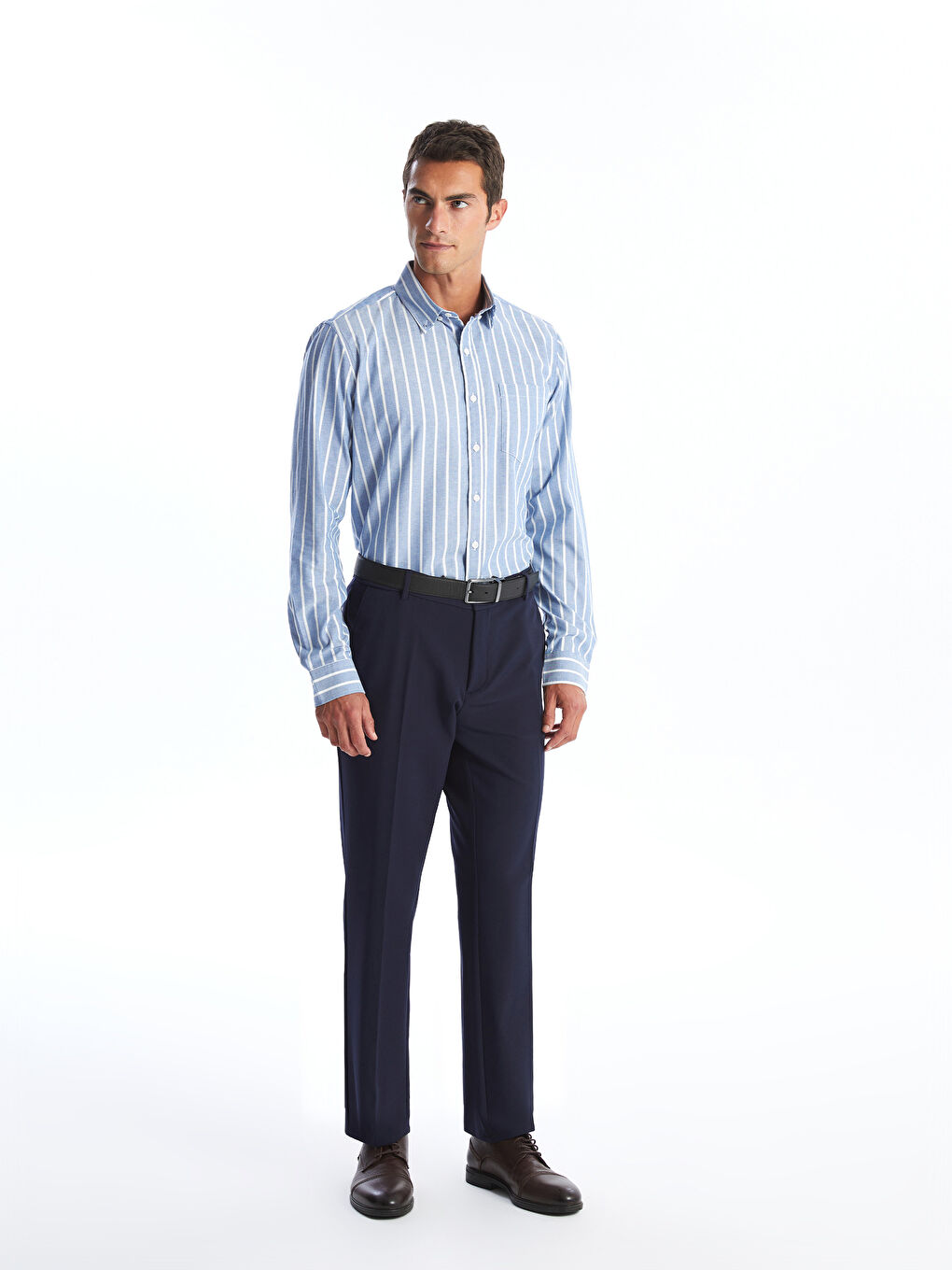 Regular Fit Long Sleeve Striped Men's Shirt-1