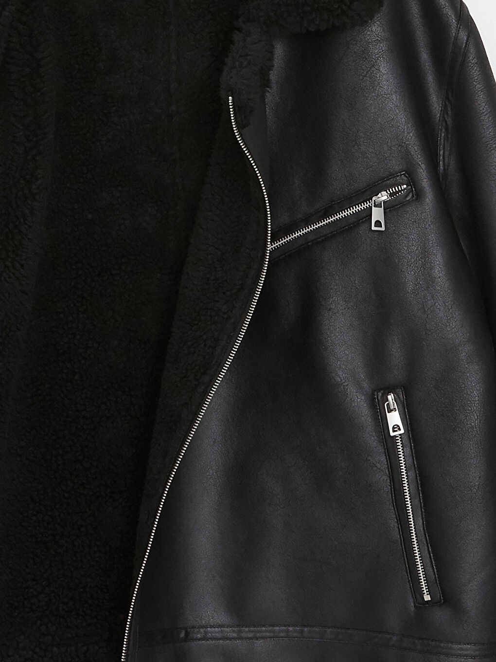 Пальто из искусственной кожи стандартного кроя с отложным воротником для мужчин-7