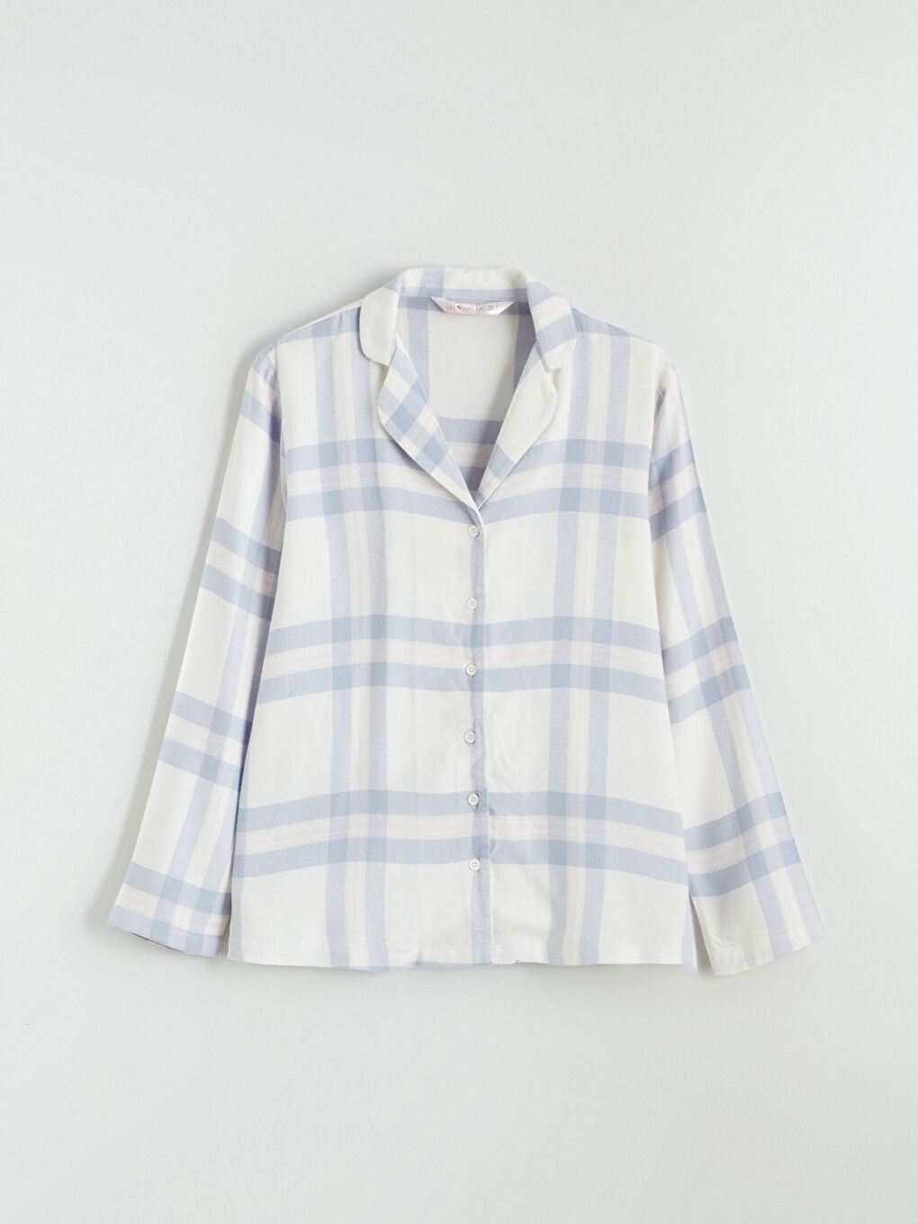 Pembe Gömlek Yaka Ekose Kadın Pijama Üstü-4