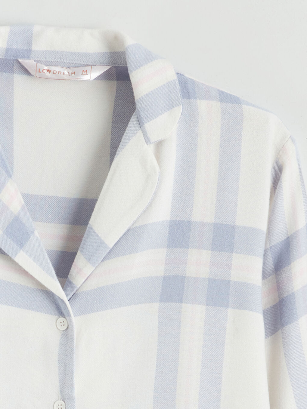 Pembe Gömlek Yaka Ekose Kadın Pijama Üstü-5