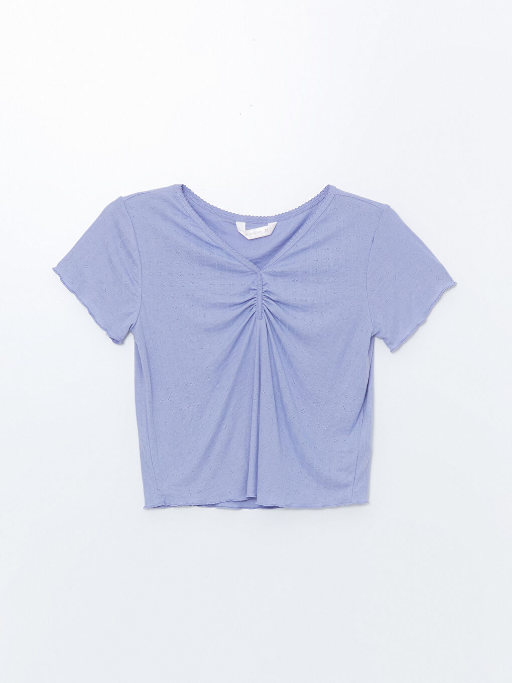 Lila V Yaka Kendinden Desenli Kadın Pijama Üstü-8