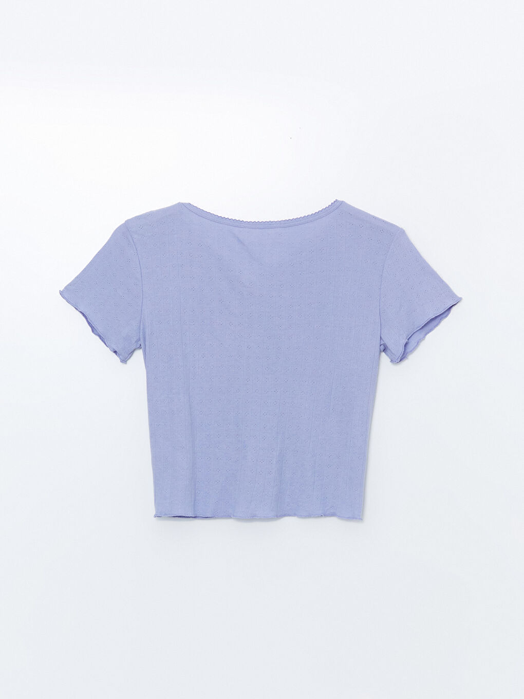 Lila V Yaka Kendinden Desenli Kadın Pijama Üstü-9