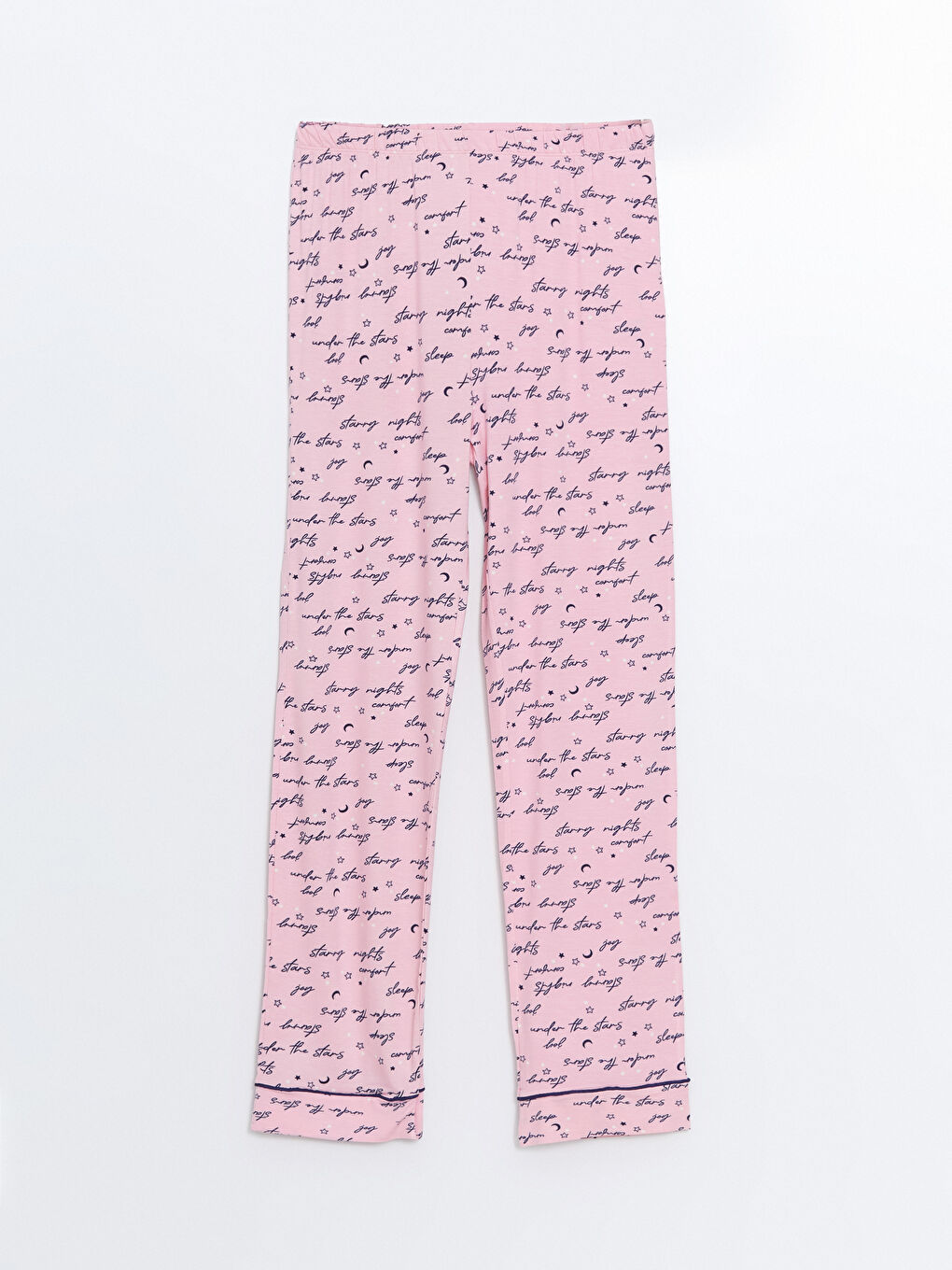 Pembe Beli Lastikli Desenli Kadın Pijama Alt