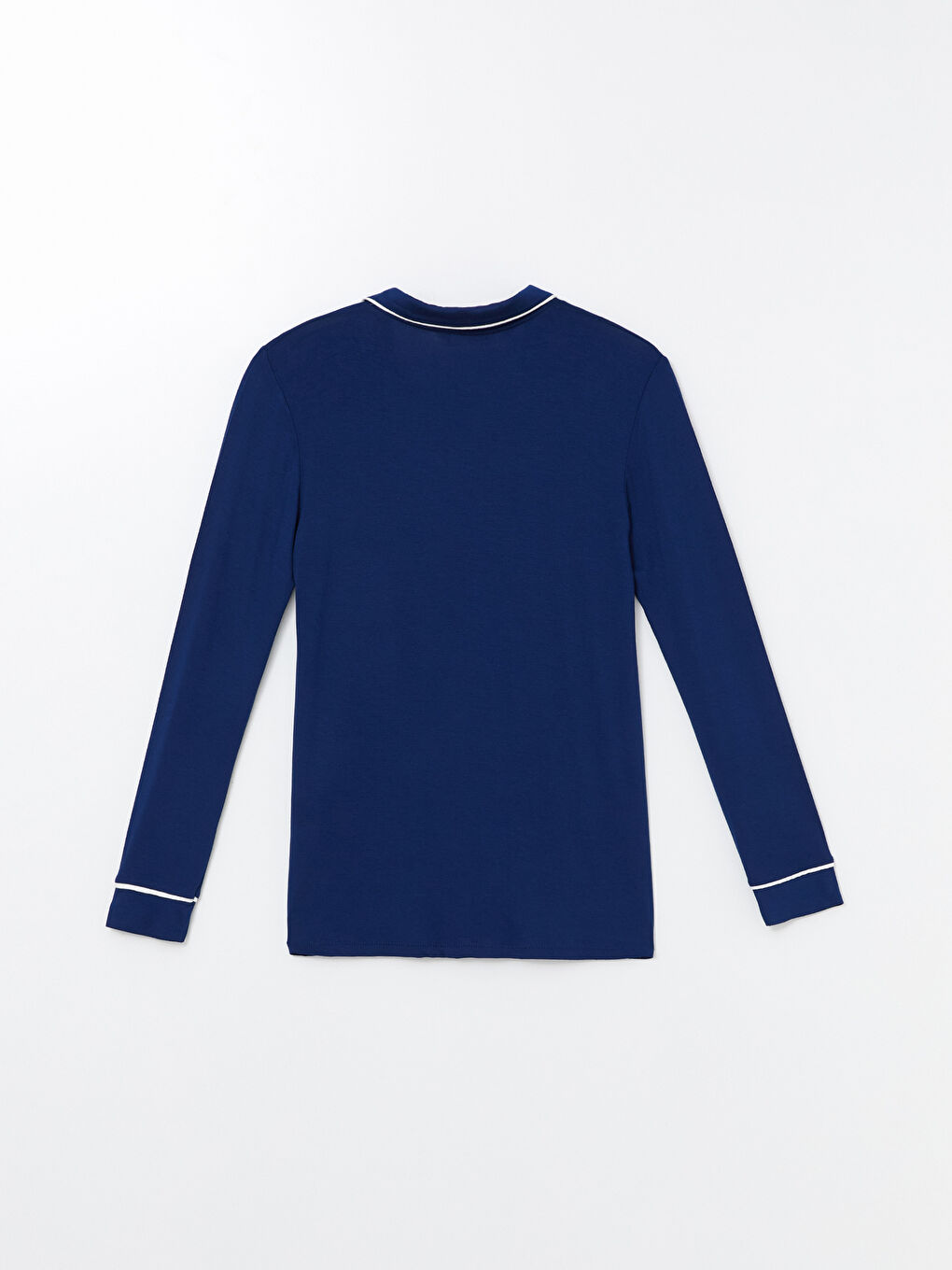 Lacivert Gömlek Yaka Kadın Pijama Üstü-1