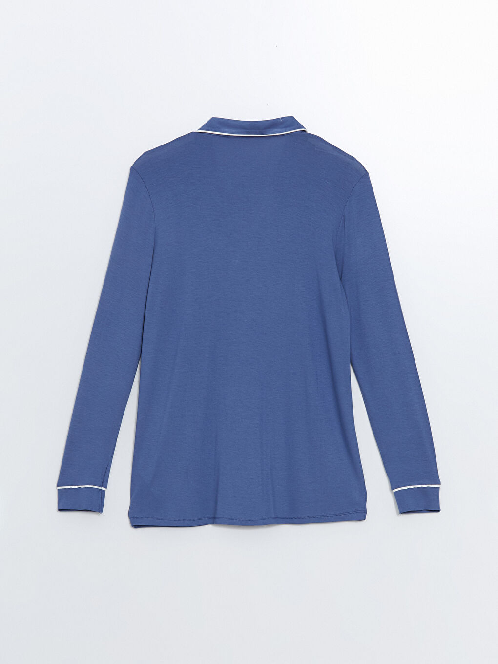 Mavi Gömlek Yaka Kadın Pijama Üstü-1