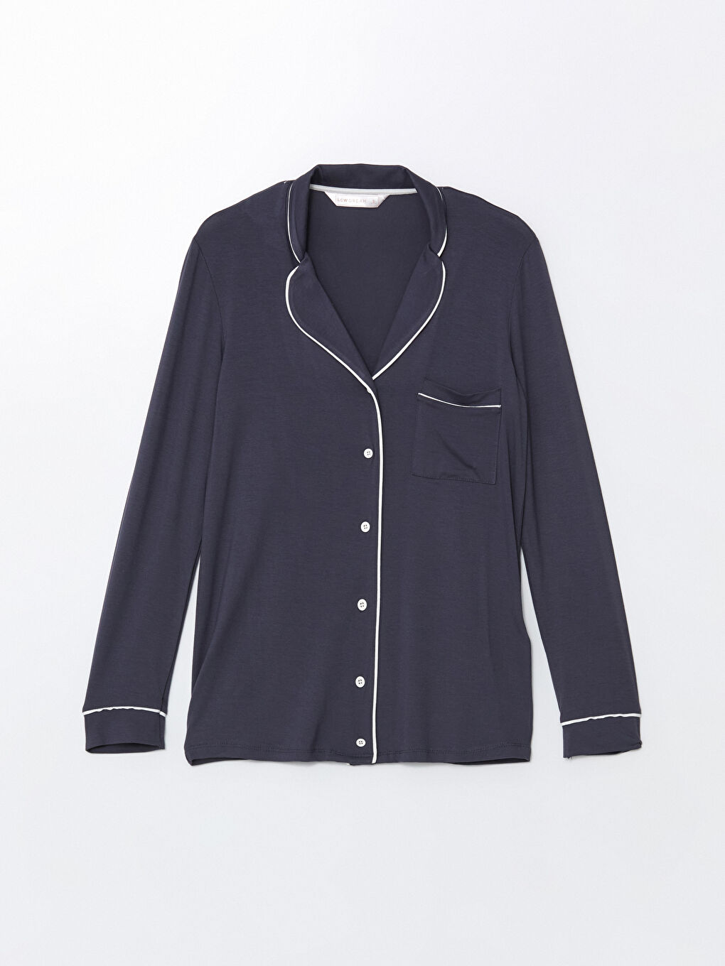 İndigo Gömlek Yaka Kadın Pijama Üstü