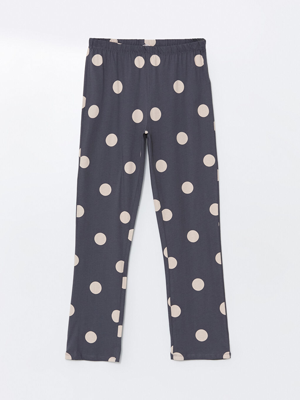 Gri Beli Lastikli Puantiyeli Kadın Pijama Altı