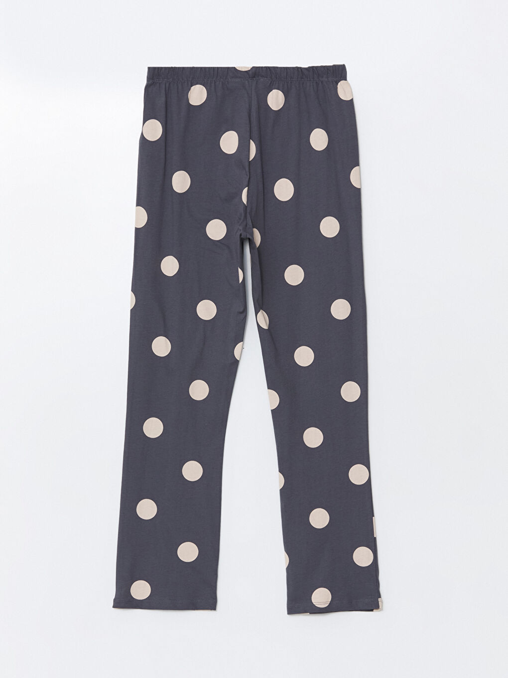 Gri Beli Lastikli Puantiyeli Kadın Pijama Altı-1