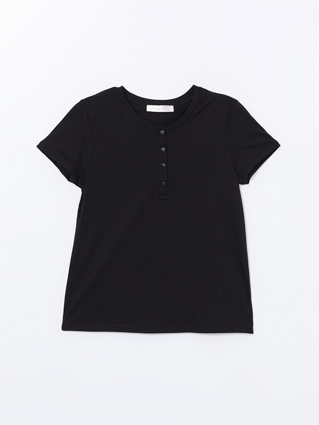 Siyah Bisiklet Yaka Kadın Pijama Üstü