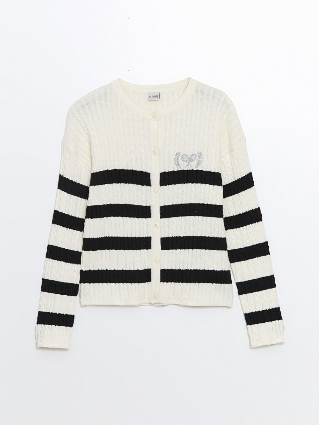 LCW Kids Crew Neck Girls Knitted Cardigan -W44735Z4-LQJ