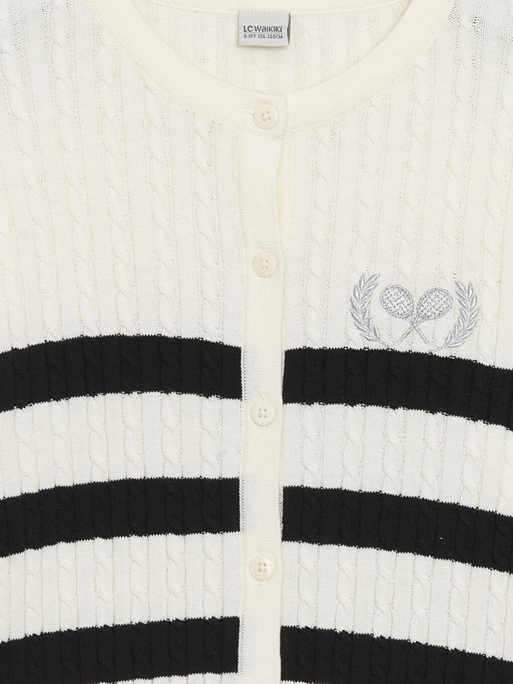 LCW Kids Crew Neck Girls Knitted Cardigan -W44735Z4-LQJ
