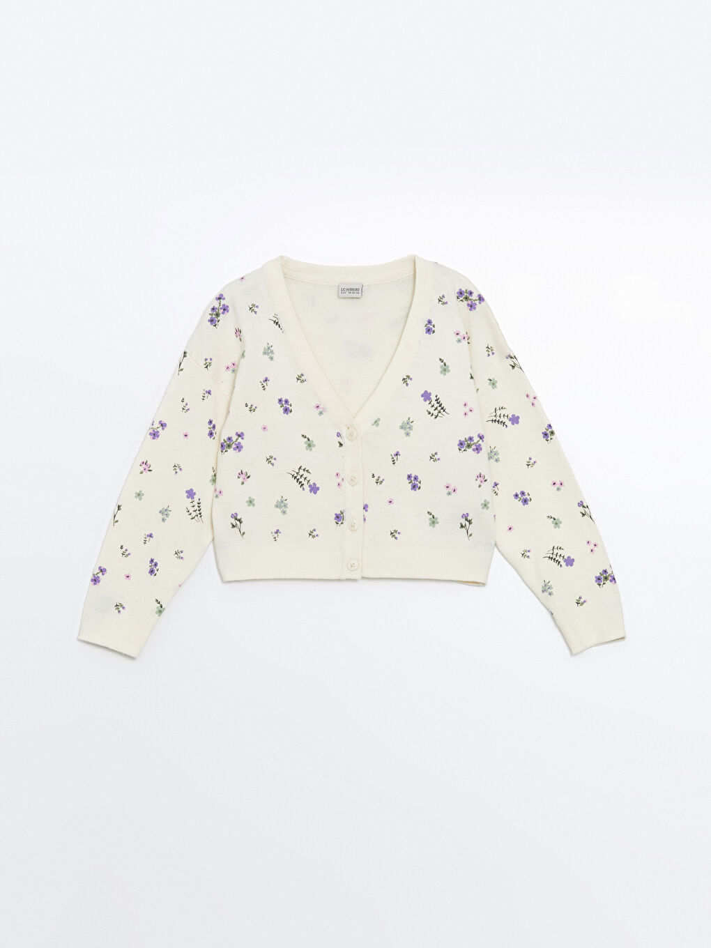 V Neck Floral Girls' Knitwear Cardigan