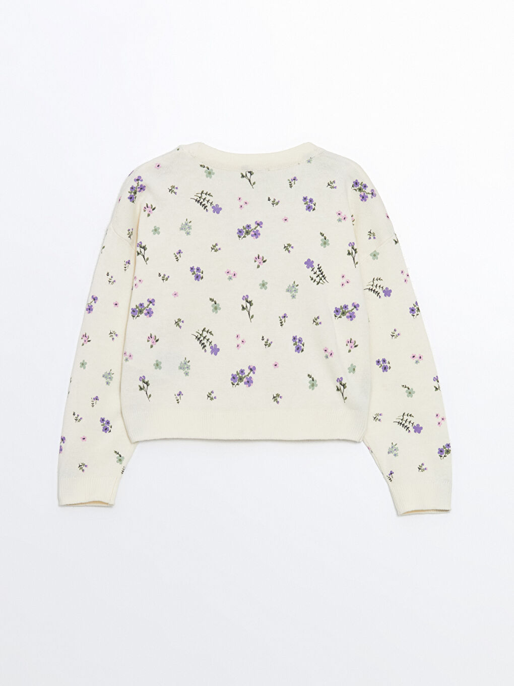 V Neck Floral Girls' Knitwear Cardigan-2