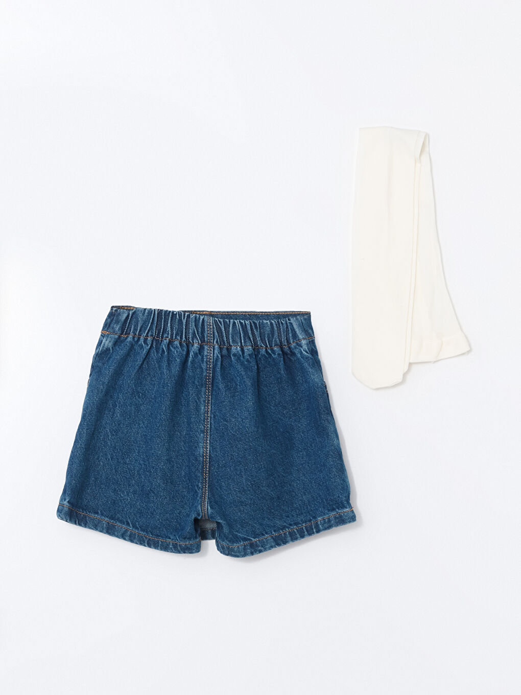 Mavi Kız Çocuk Jean Şort Etek ve Külotlu Çorap-1