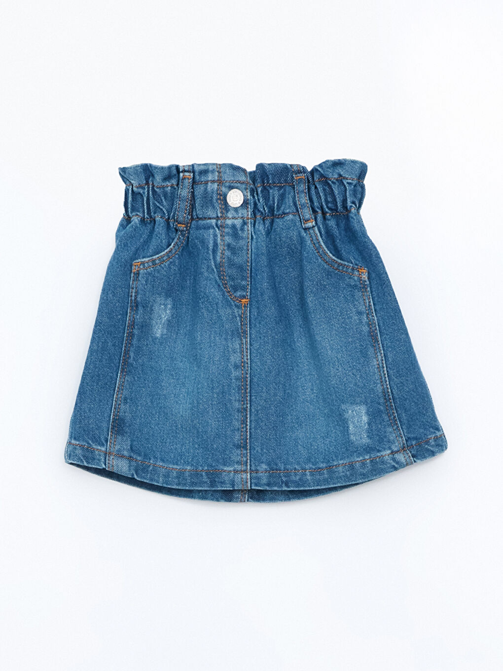 Mavi Beli Lastikli Kız Çocuk Jean Etek