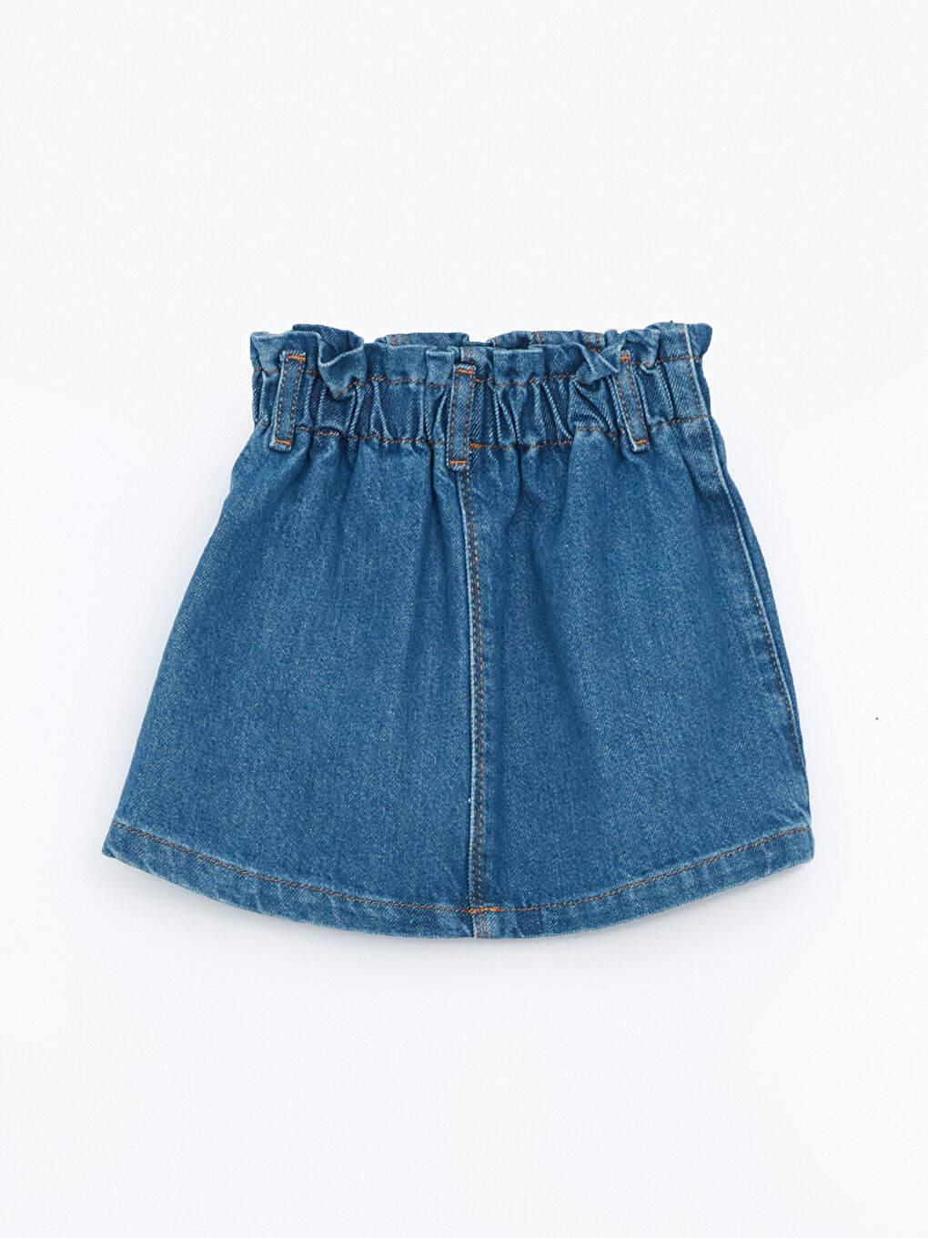 Mavi Beli Lastikli Kız Çocuk Jean Etek-1