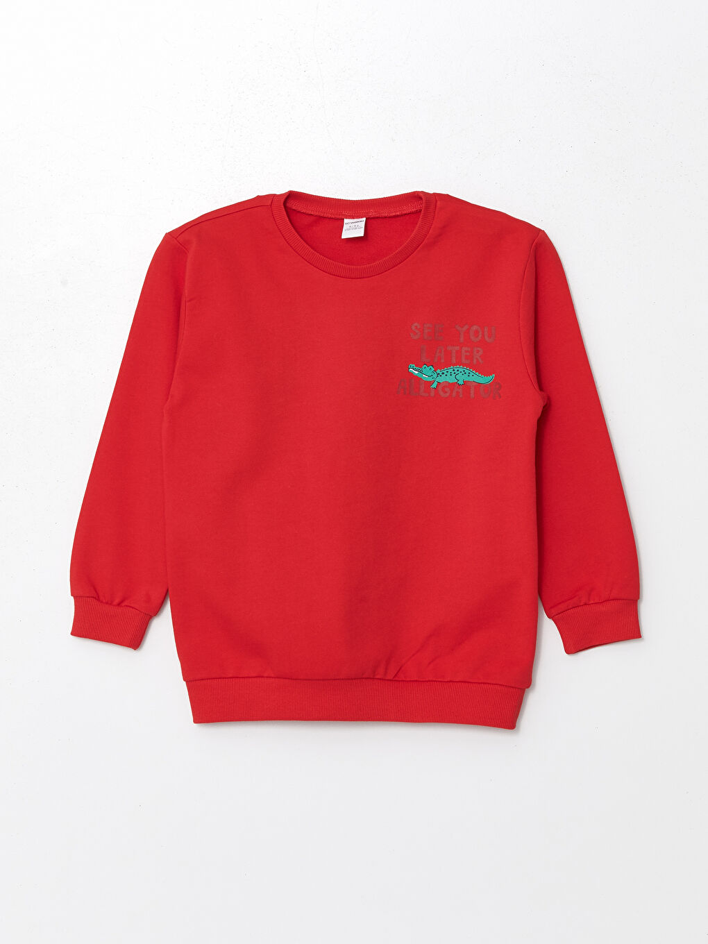 LCW Kids Canlı Kırmızı Bisiklet Yaka Uzun Kollu Erkek Çocuk Sweatshirt