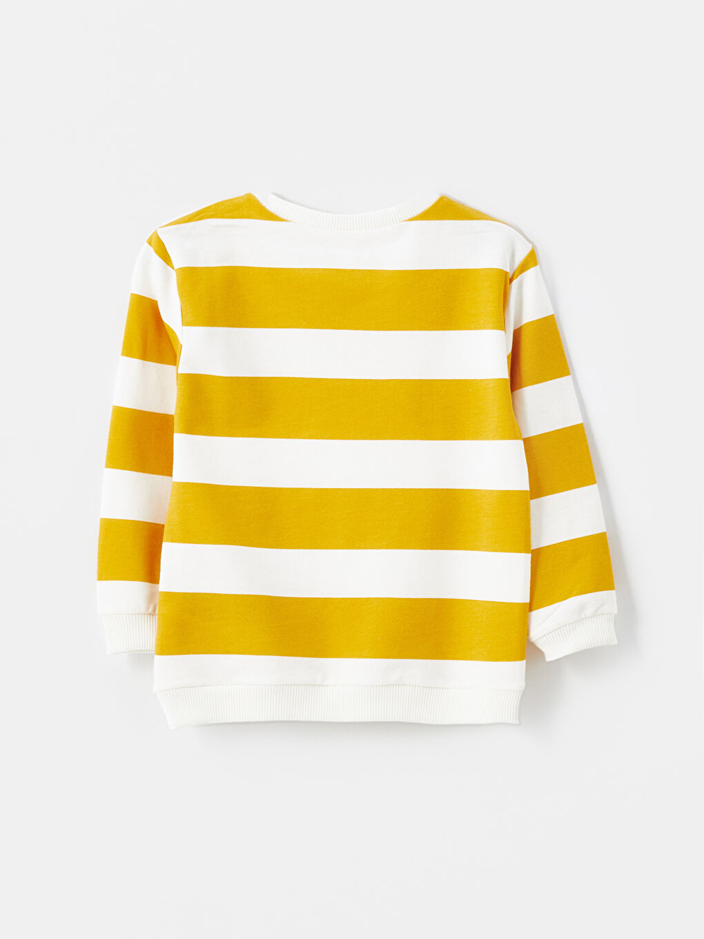 Ekru Bisiklet Yaka Çizgili Erkek Çocuk Sweatshirt-1