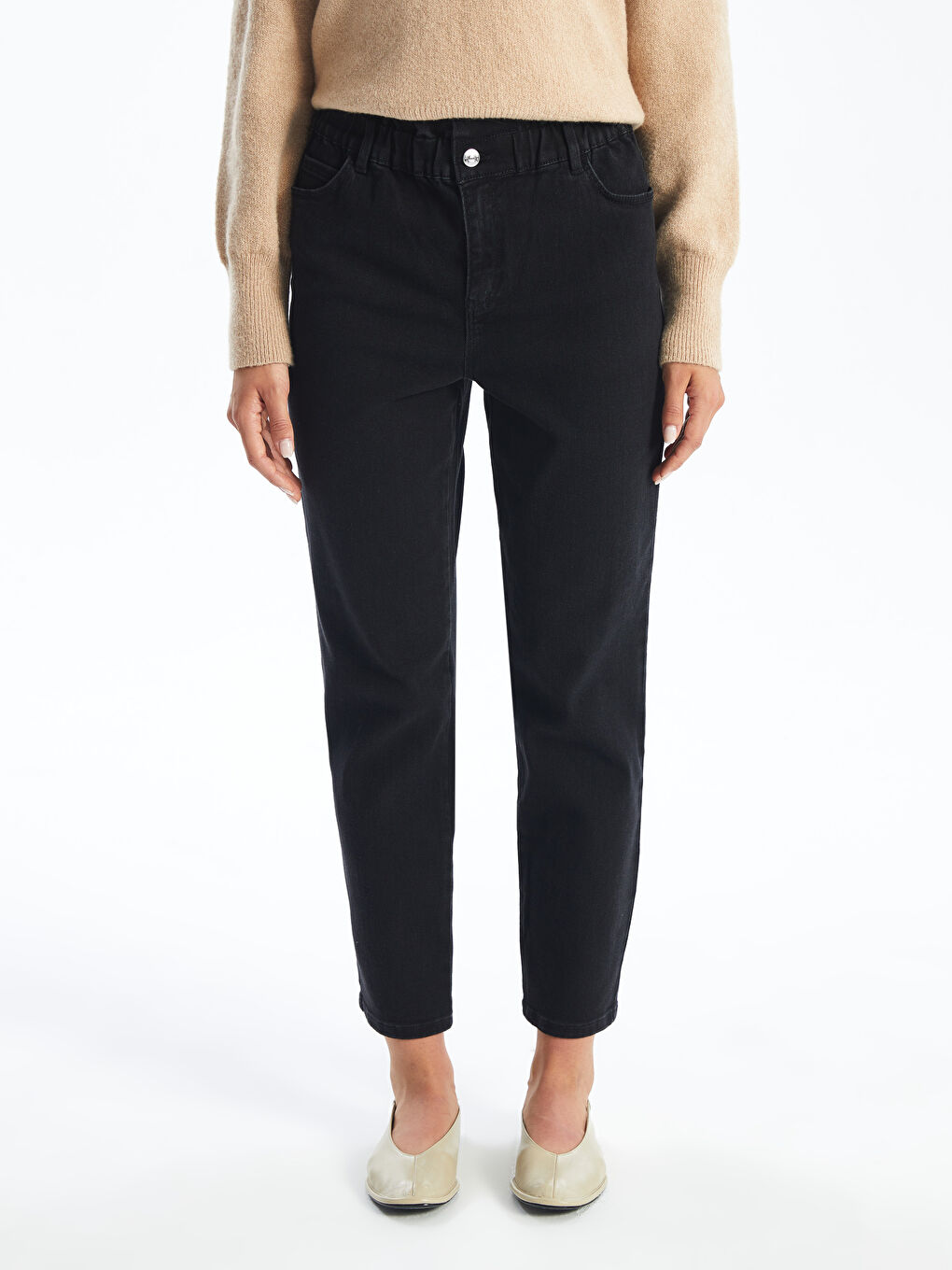 Ženske farmerke u obliku šargarepe sa elastičnim strukom-1