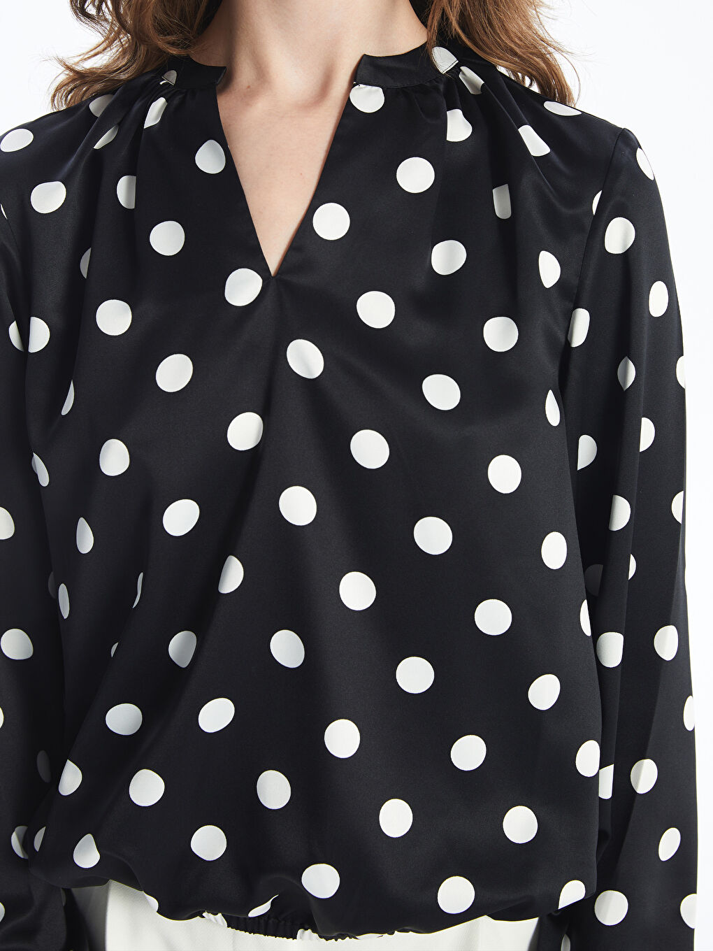 LCW Vision Notch Neck Polka Dot Women's Blouse -W44858Z8-LQJ