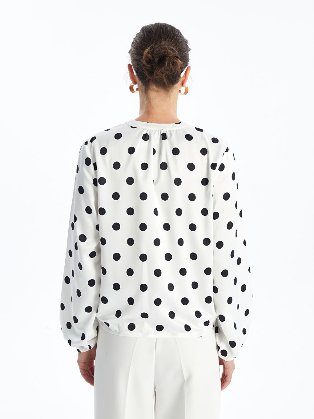 LC Waikiki Notch Neck Polka Dot Women's Blouse -W44858Z8-LRA